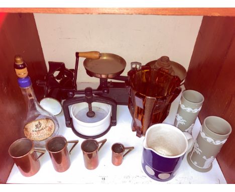 SECTION 15.  A set of four Christopher Dresser 'style' copper graduated measures marked to base 1 Cup, 3/4 Cup, 1/2 Cup and 1