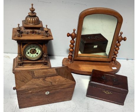 A 20th century mantle clock by W. E. Watts (The Greenwich Clock) a pendulum eight day manual wind together with a bobbin supp