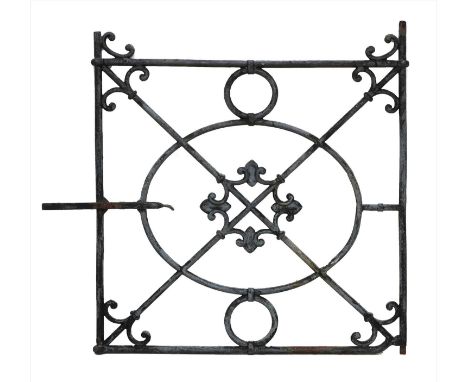 DECORATIVE STEEL GATE , 19th century, with scrolling foliate detail, 95 x 95cm&nbsp;Provenance: From the Harry Diamond 'Le Da
