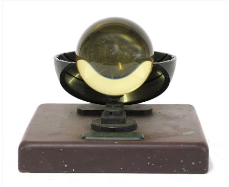 SUNSHINE RECORDER, c.1920s, a sunshine recorder by C Dales &amp; Sons Bournemouth, the thick slate base set with brass fittin