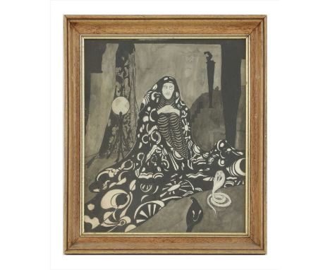 HESTER GASKELL GORST (b.1887) SNAKE CHARMER Pen and ink and wash 39 x 34cm