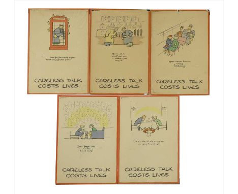 CYRIL KENNETH BIRD, 'FOUGASSE' (1887-1965), Posters from the `CARELESS TALK COSTS LIVES' series, each 32 x 20cm (5) Cyril Ken