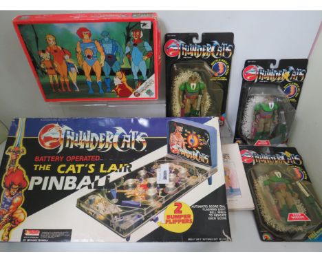 Selection of Thundercats Toys to include a boxed pinball machine, Jigsaw and figures as new in blister packs. See photos.