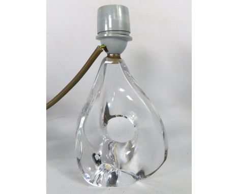 Mid Century Daum France crystal glass freeform table lamp, signed. 7" tall.