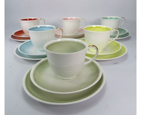 Susie Cooper harlequin trios, cups saucers and side plates.