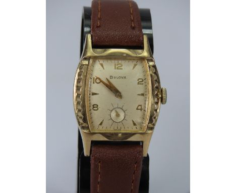 Vintage Bulova Gold tone Mechanical wristwatch in runner order.