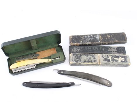 Cut Throat Razors Antique Vintage Assorted Branded Inc Cased Sher Razor Etc x4 387986