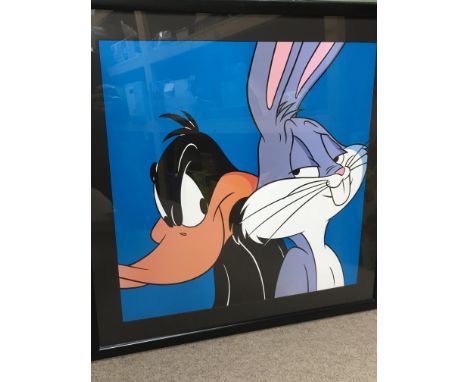 A limited edition Warner Brothers lithograph of Bugs Bunny and Daffy Duck with COA, AP 10/10, approx 75cm x 75cm.