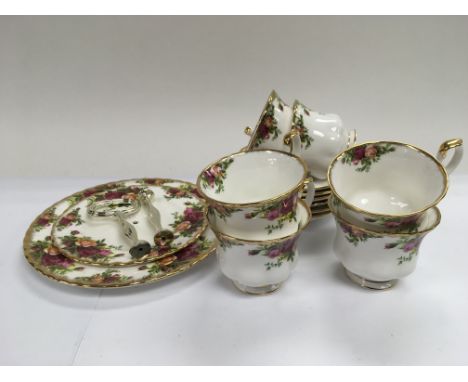 A Royal Albert tea service in Old Country Roses pattern.