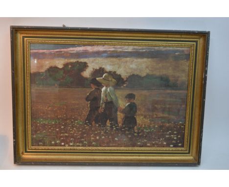A framed print of In The Morning by Winslow Homer.