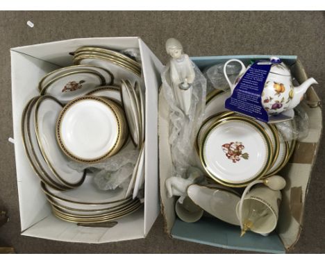 A collection of Spode plates including some with crested design, Lladro figures and other china