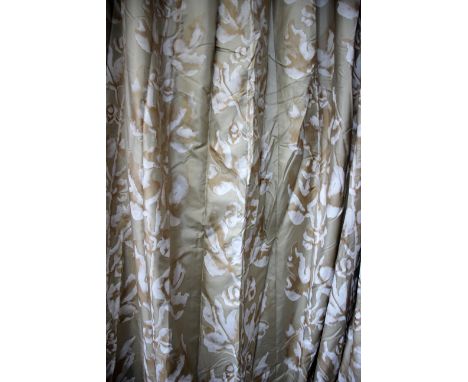 Two pairs of lined full-length floral curtains, drop approx. 300cm. *CHANGE TO DESCRIPTION - There are two pairs of these cur