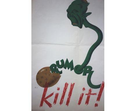 Hoch'Rumor, Kill It' - original World War II poster, c. 1940-45Offset lithograph in coloursPrinted in Canada, issued by the D