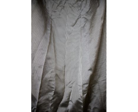 A pair of lined full-length striped curtains, drop approx. 300cm; together with other curtains and pelmets.