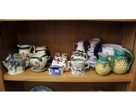 A collection of ceramic items to include a Masons Ironstone cheese dish, a Zebra tea pot and other items. 