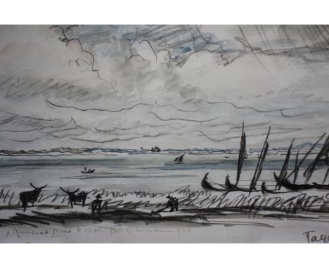 Sir David Muirhead Bone (Scottish, 1876-1953)'Antwerp'CharcoalSigned, titled and dedicated to 'Mrs Mayer with kindest regards