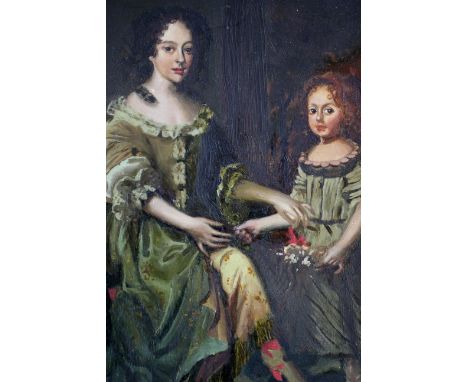 20th century Continental SchoolMother and DaughterOil on board17.5 x 12cm Together with a watercolour portrait inscribed 'Jan