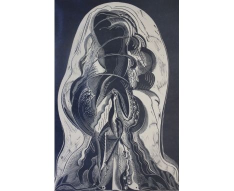 Gertrude Hermes (English, 1901-1983)'Bull Fight'Woodcut, numbered no. 13Signed and dated 1954 in pencil lower right 30 x 47.5