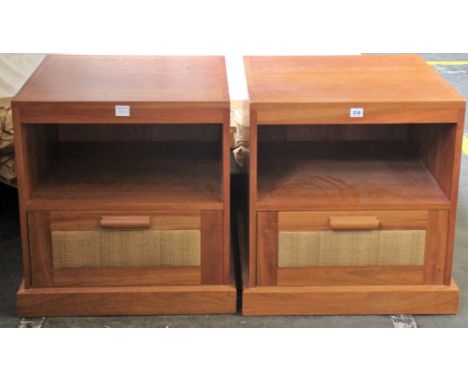 A pair of Continental light wood bedside cabinets, 55cm (2) 