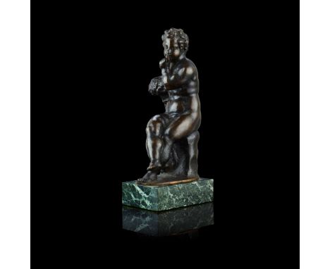  AN ITALIAN BRONZE FIGURE OF A PUTTO WITH A CORNUCOPIA, ATTRIBUTED TO NICCOLÒ ROCCATAGLIATA EARLY 17TH CENTURY bronze, dark b