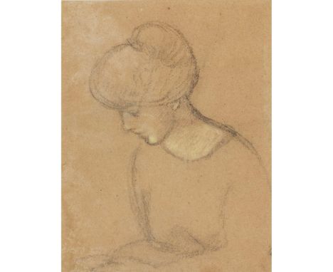  LOUIS VALTAT (FRENCH 1869 –1952) PORTRAIT OF MADAME SUSANNE VALTAT, THE ARTIST'S WIFE charcoal heightened with chalk on pape