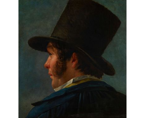  19TH CENTURY FRENCH SCHOOL PORTRAIT OF A YOUNG GENTLEMAN IN A TOP HAT oil on canvas 44cm x 32cm (17.25in x 12.5in) Osenat Ma