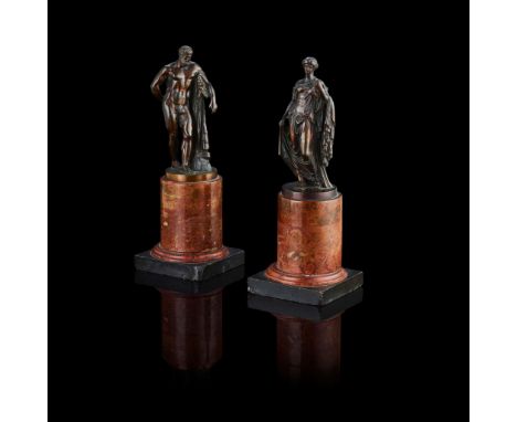  A PAIR OF ITALIAN BRONZE FIGURES OF THE FARNESE HERCULES AND THE FARNESE FLORA, AFTER THE ANTIQUE LATE 18TH/ EARLY 19TH CENT