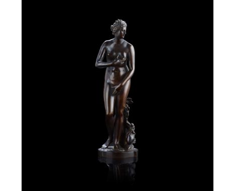  A FRENCH BRONZE FIGURE OF THE CAPITOLINE VENUS, AFTER THE ANTIQUE 19TH CENTURY dark brown patina, with A. COLLAS BREVETE RED