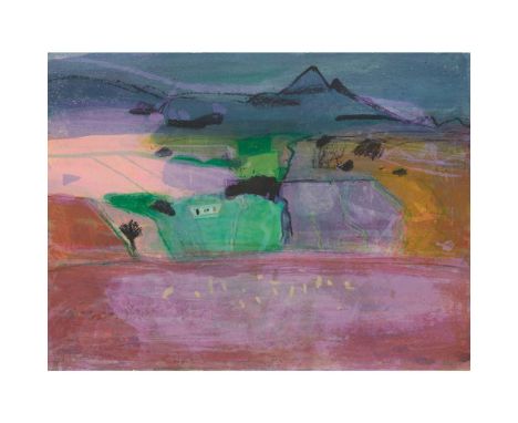  BARBARA RAE (SCOTTISH 1943-) SCOTTISH LANDSCAPE, CALEDON, 1998 signed, inscribed A/P, mixed media monotype on paper 58cm x 7