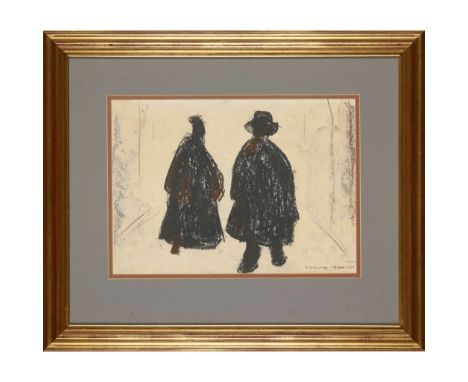  L. S. LOWRY (BRITISH 1887–1976) THE MOURNERS, 1955 signed and dated 19 Dec 1955, pastel on paper 26cm x 36.5cm (10 ¼in x 14 