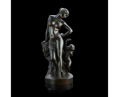 JEAN-JACQUES, CALLED JAMES, PRADIER (FRENCH 1790-1852) VENUS AND CUPID bronze, dark brown patina, signed on the base Pradier