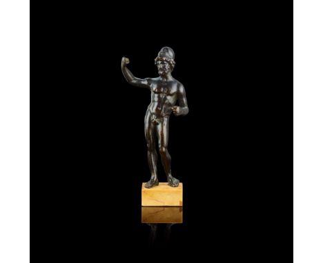  AN ITALIAN BRONZE FIGURE OF A GLADIATOR, AFTER THE ANTIQUE 16TH CENTURY bronze, black patina, mounted on a siena marble squa