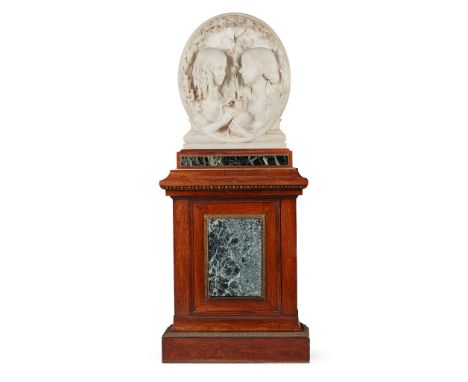  HENRI-JOSEPH-FRANÇOIS, BARON DE TRIQUETI (FRENCH 1803-1874) MOTHER AND CHILD white marble, signed and dated 1857, on a rosew