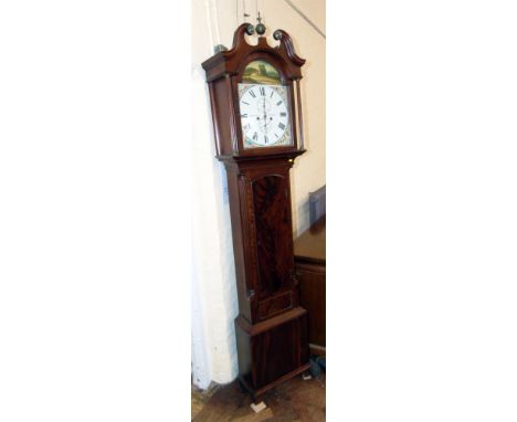 Mahogany longcased clock with enamel dial (Chas Merrilies, Edinburgh). Condition reports are not available for Interiors Sale