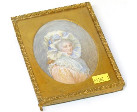 English School 19th century portrait miniature of a lady, oval, watercolour on ivory Condition reports are not available for 