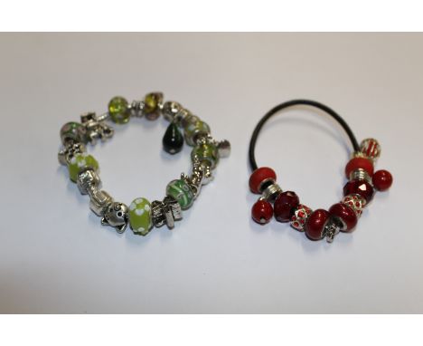 Two Sterling silver charm bracelets 