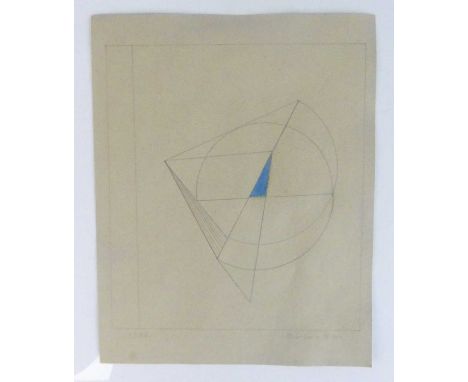 § Marlow Moss (1889-1958) - Untitled, pencil and blue wax crayon pigment on paper, signed and dated '1944' in pencil to the l