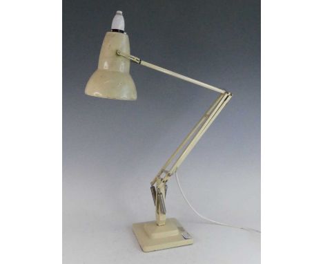 Herbert Terry - a cream painted metal anglepoise lamp, model No.1227, of hinged and rotating form with moveable shade, raised