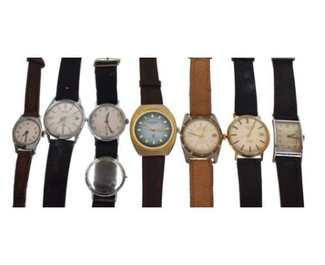 Quantity of gentlemens' vintage wristwatches to include; Alpen, Solar, Timeroy, Ingersol, Perona, Avenger De Luxe, Hudson, Ro