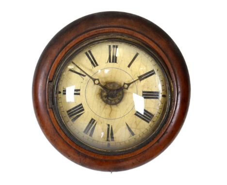 Late 19th Century Black Forest 'Postman's Alarm' wall clock of small proportions, with convex glazing, 22cm diameter