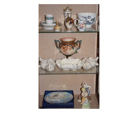 Quantity of Royal Worcester and other ceramics, to include pair of wall pockets, Hadley's twin-handled vase, Minton pedestal 