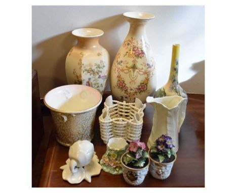 Quantity of ceramics to include Royal Worcester, Crown Ducal, Belleek, etc