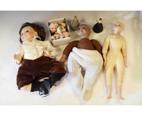 Quantity of bisque headed dolls and doll parts