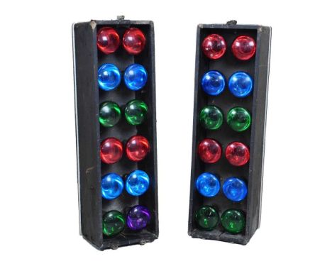 Pair of 1970s/1980s twelve bank disco light box, (sold untested and as a decorative item), 23cm x 79cm long