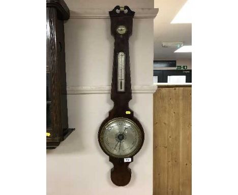 A nineteenth century mahogany barometer with silvered dial