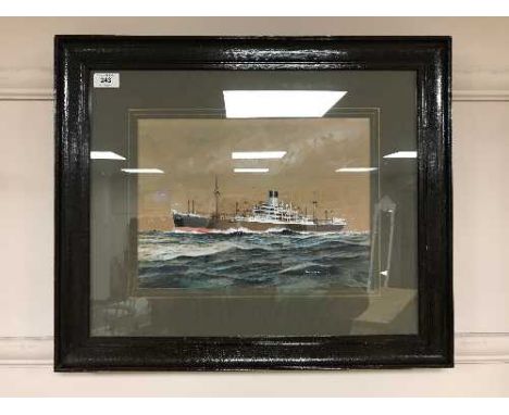 A ship's portrait by McDowell depicting the vessel Astyanaax, in watercolour and bodycolour, 25 cm x 34 cm, framed. 