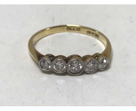 Antique 18ct and platinum five stone diamond ring