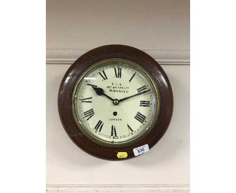 A mahogany fusee  clock with pendulum and key by S. I. R. Walker limited, Bond St, London