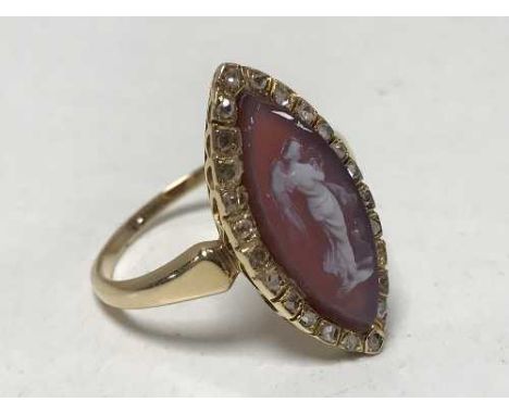 Antique 18ct cameo diamond ring
