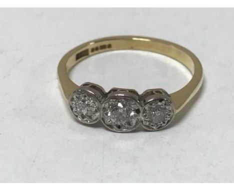 18ct three stone diamond ring approximately  .35ct, 2.7 grams